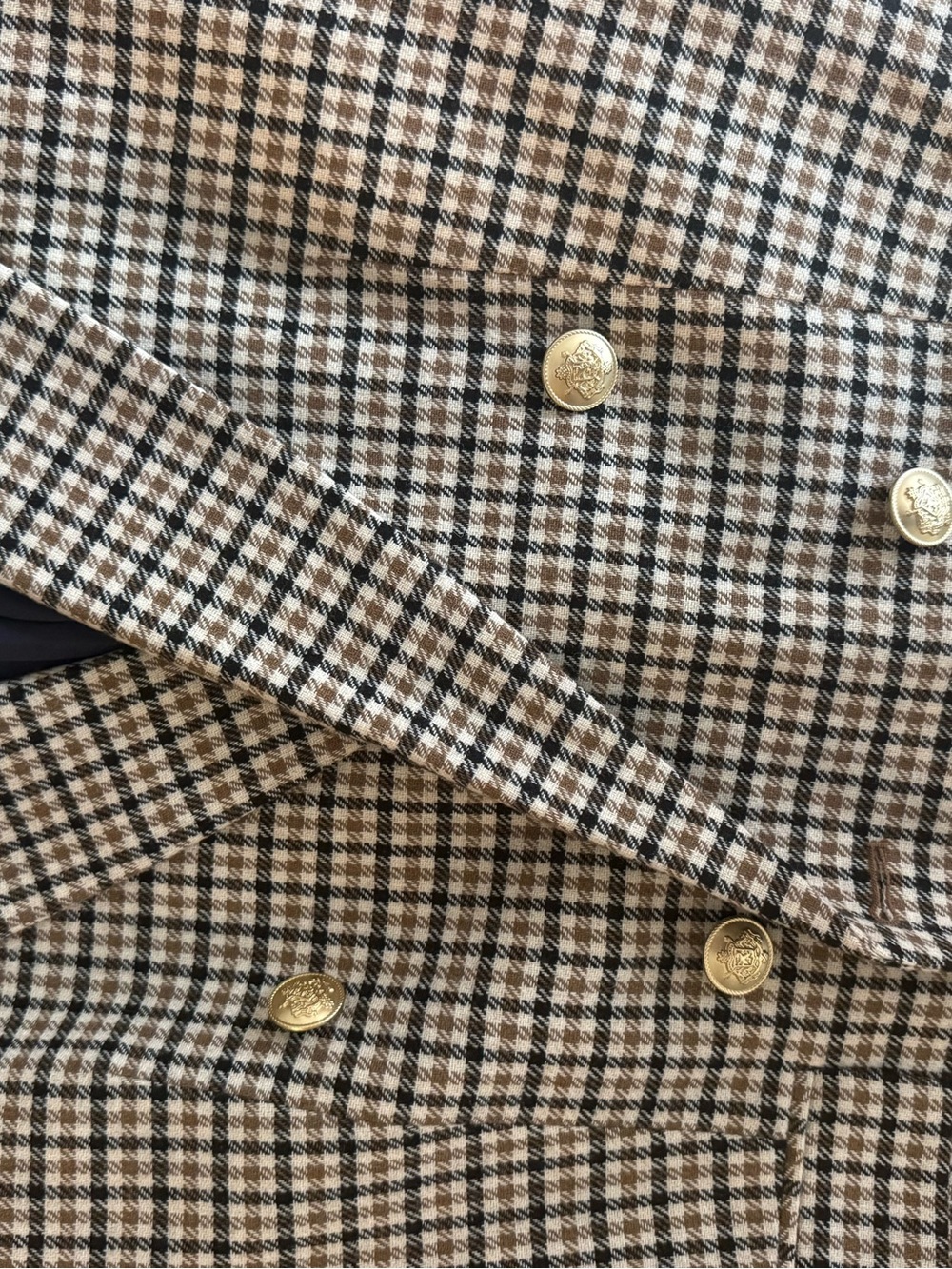 J. Crew Double-Breasted Houndstooth Blazer in Brown and Black - Picture 2 of 4